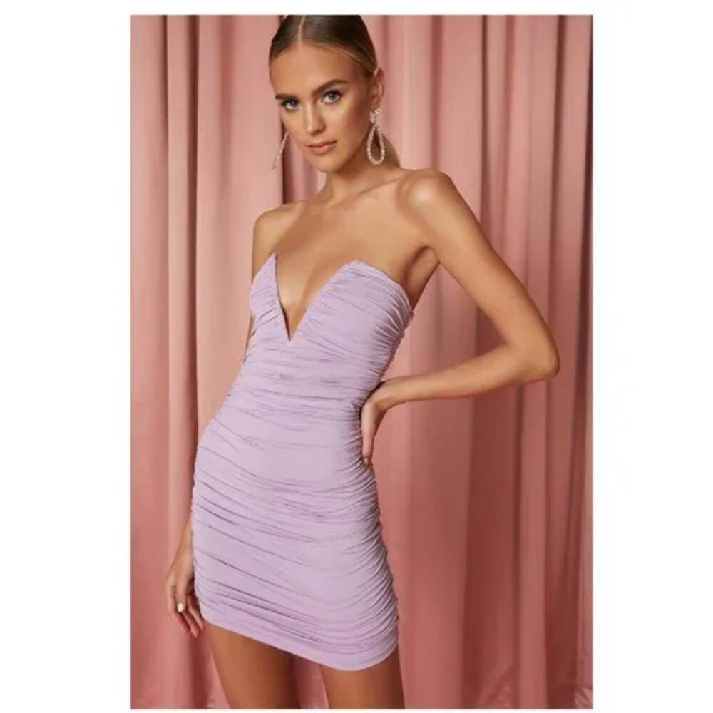 NWT superdown Vivienne Ruched Mini Dress Lavender Size S